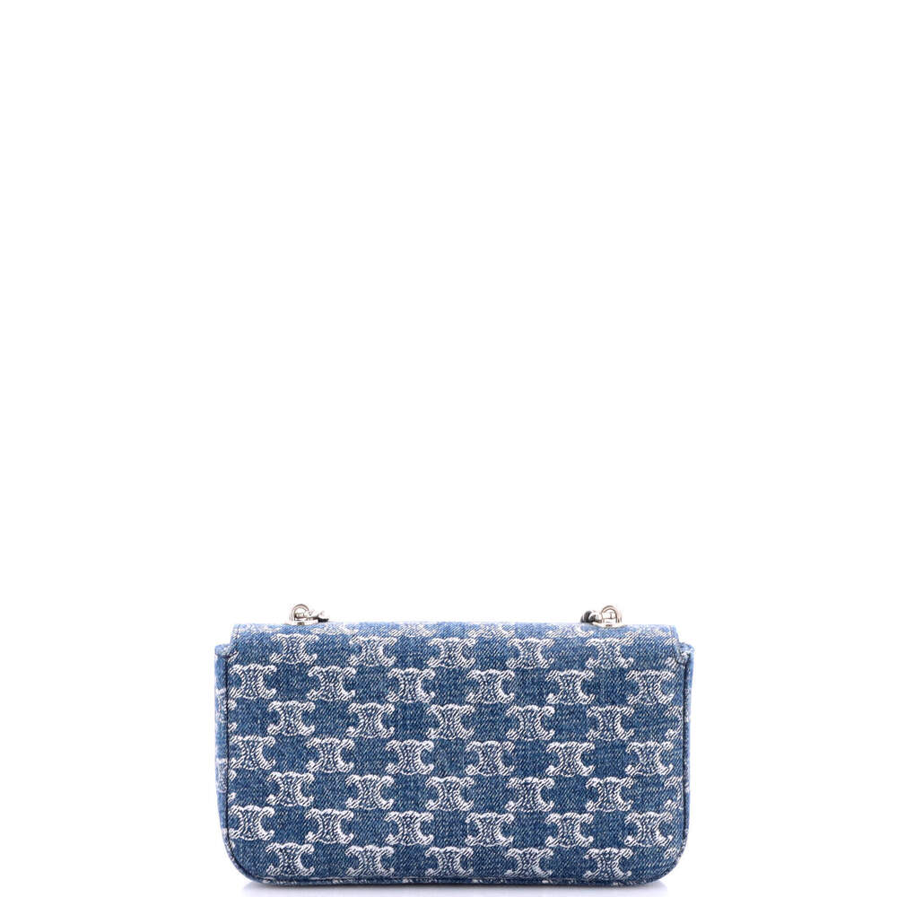 Celine Small Triomphe Chain Shoulder Bag Printed Denim - Picture 3 of 6